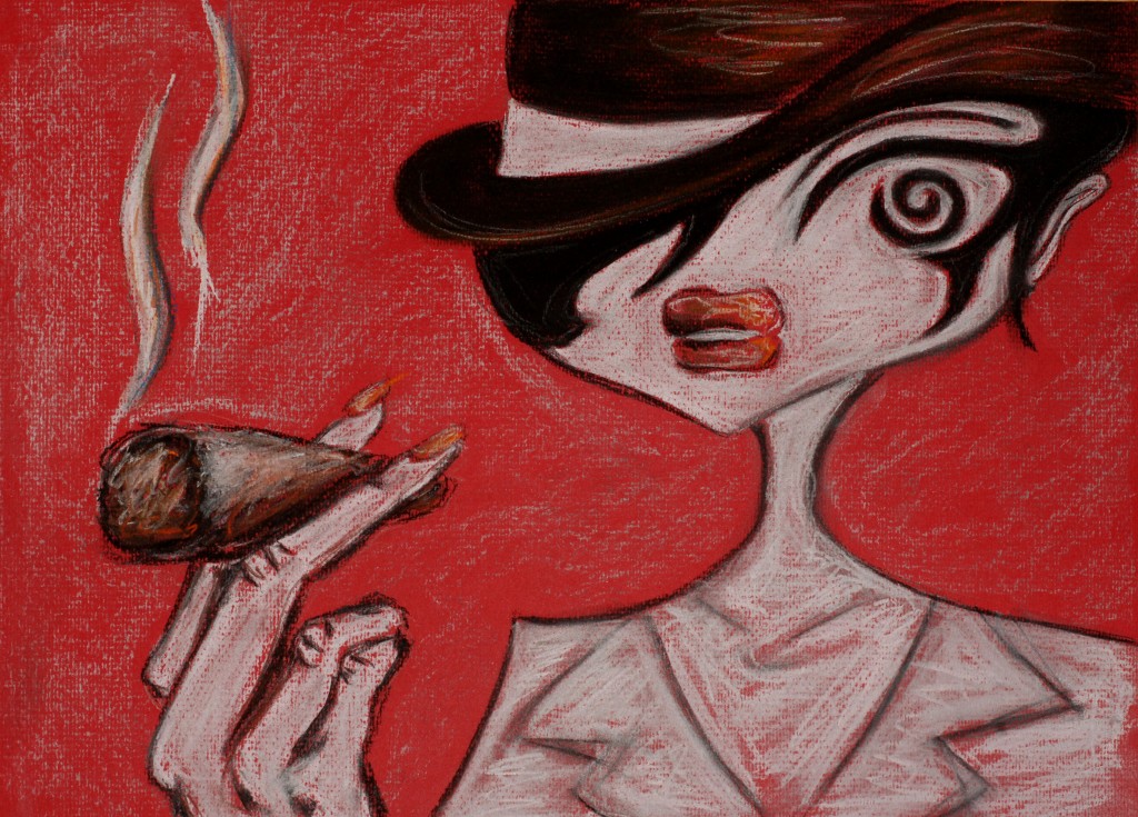 woman smoking joint pastel